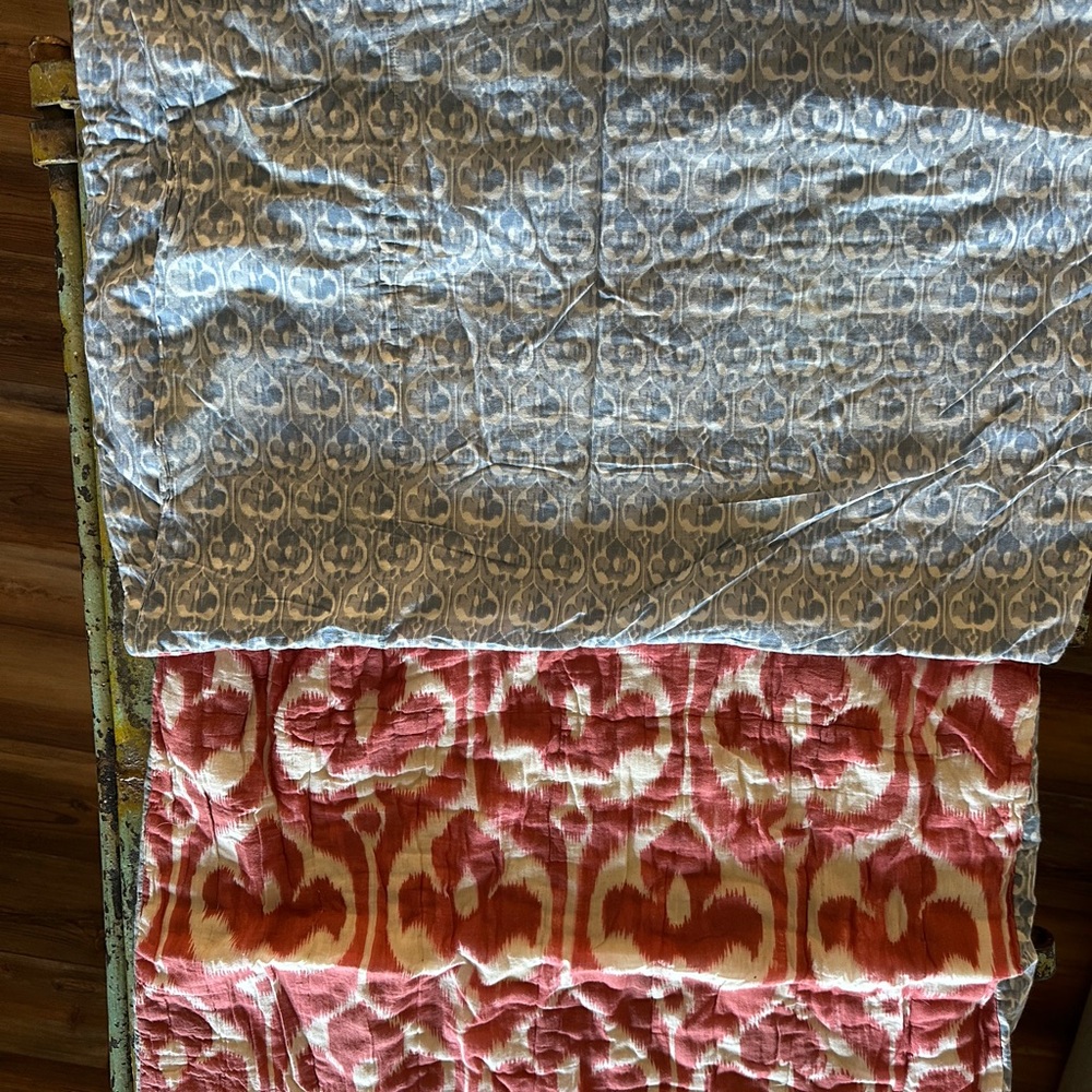 Anthropologie Kemali Quilt Full 100% Cotton Block Print Kantha Pillowcases